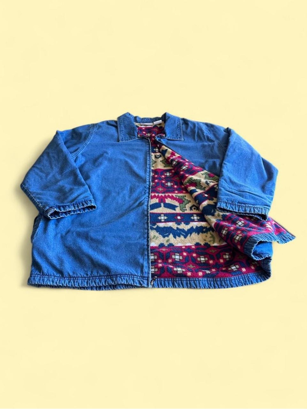 Vintage Blair Denim Shirt Jacket Blue Women’s XL Southwestern Fleece Lined